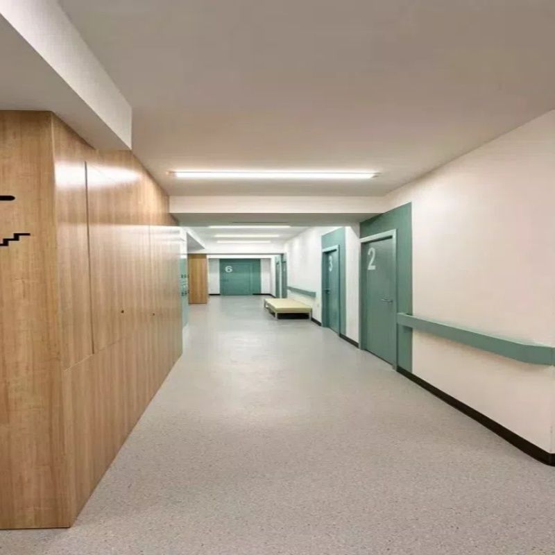 Homogeneous flooring commonly used in hospitals